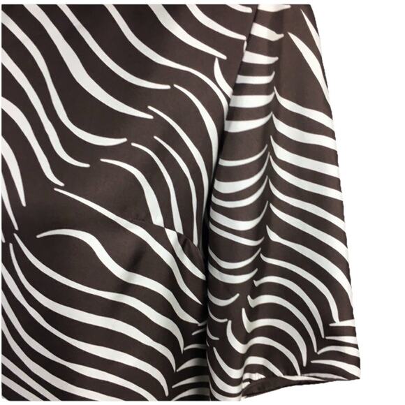 Elizabeth McKay SM 100% Silk Brown White Zebra Lindsay Shift Dress Short Sleeve - Picture 3 of 6